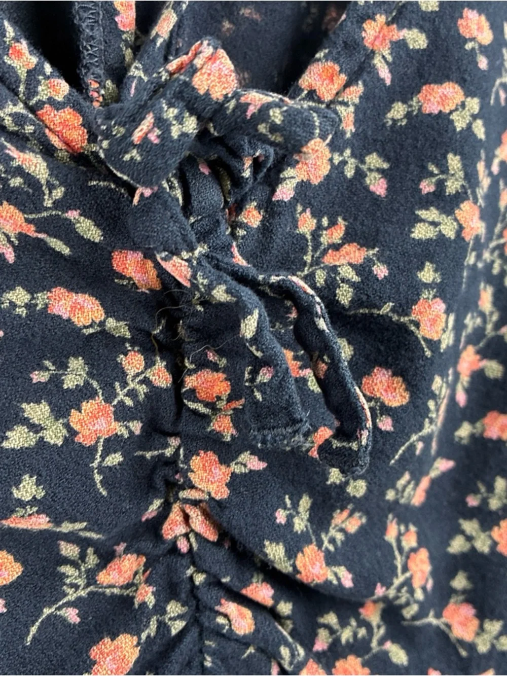 Old Navy Dress Girls Ditsy Floral Dark Blue Aline Cottagecore Prarie L 10-12
